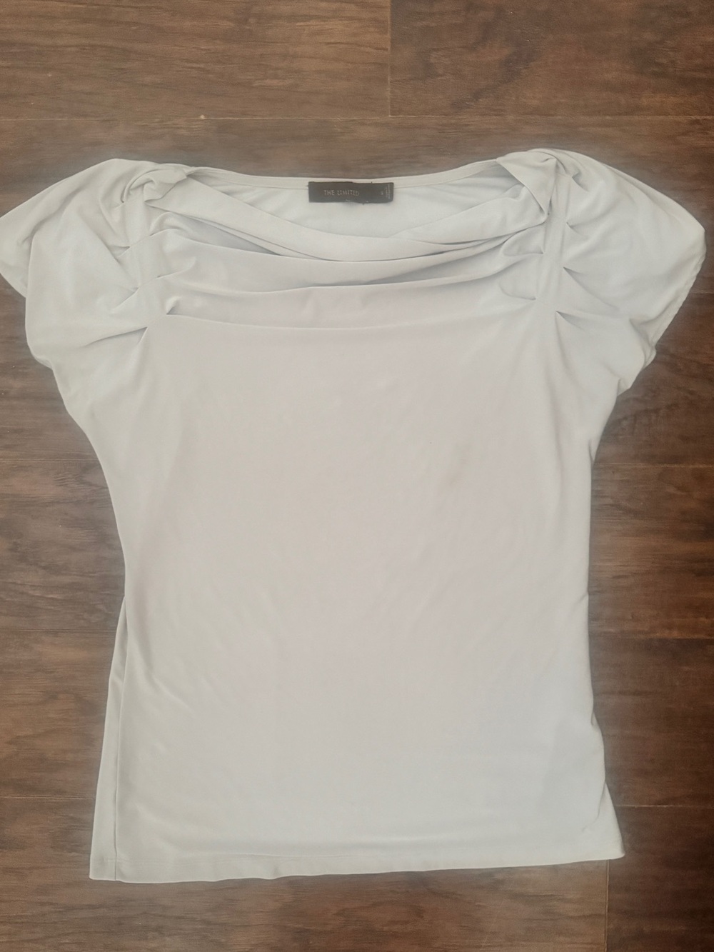 The Limited White Short Sleeve Draped Neck Top